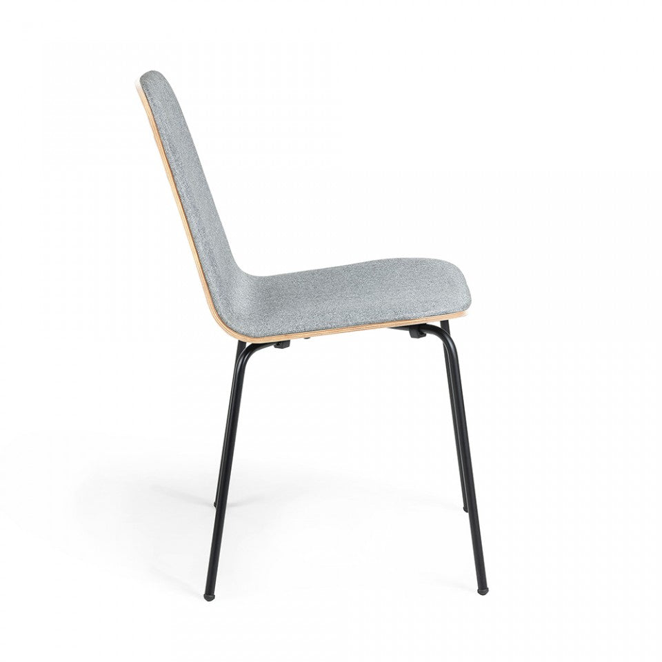 Scaun dining gri din textil Canele Kave Home