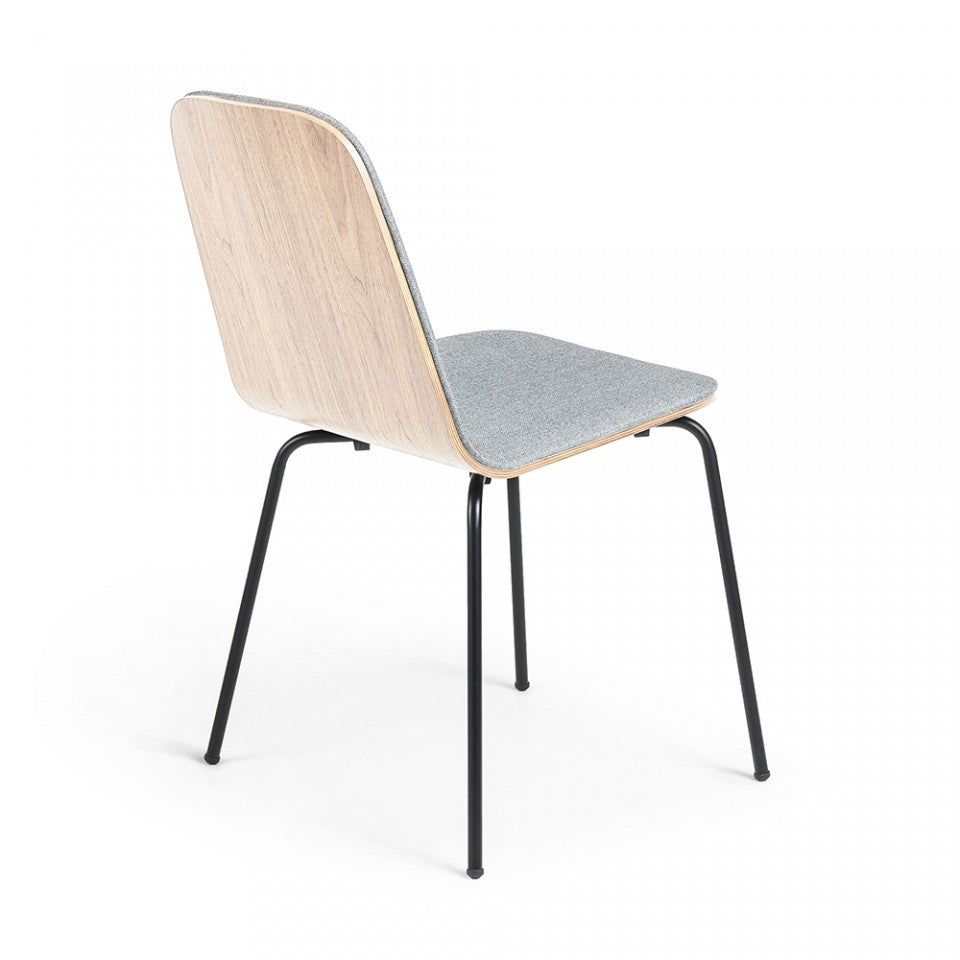 Scaun dining gri din textil Canele Kave Home