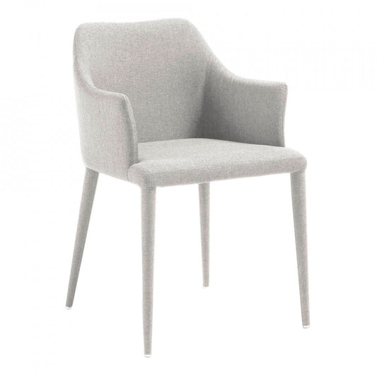 Scaun dining gri din textil Croft Kave Home