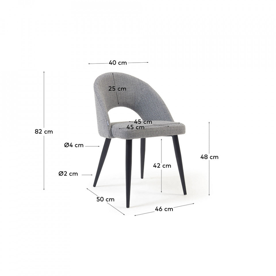 Scaun dining gri din textil Mael Kave Home