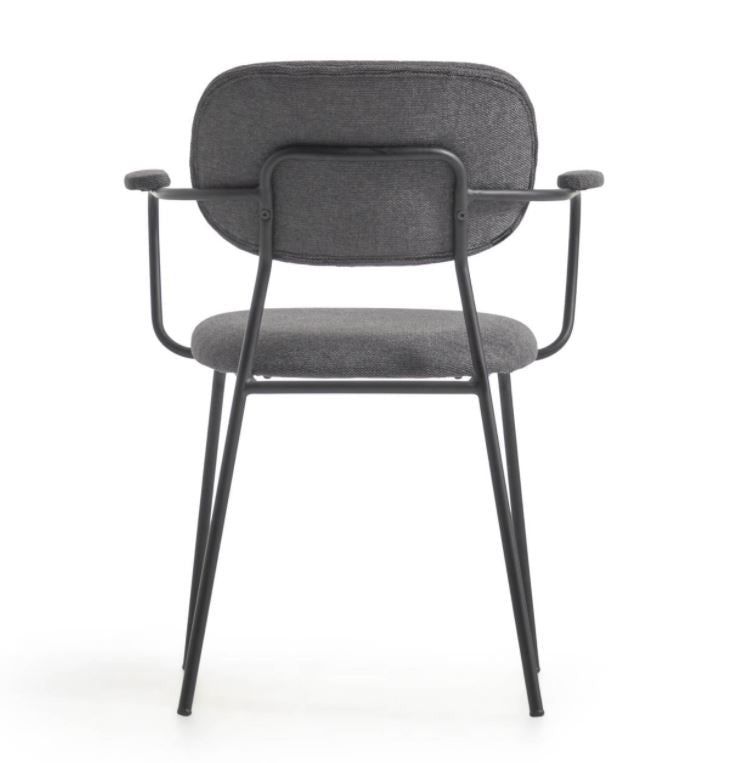 Scaun dining gri inchis din textil Auxtina Kave Home