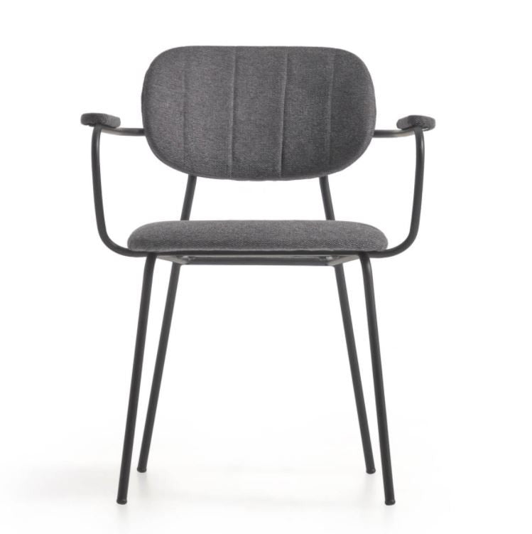 Scaun dining gri inchis din textil Auxtina Kave Home