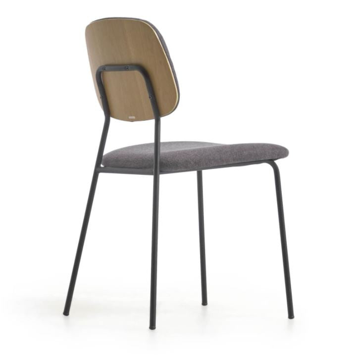 Scaun dining gri inchis din textil Benilda Kave Home