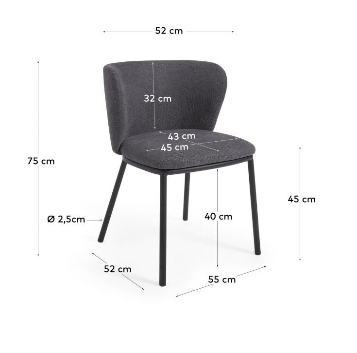Scaun dining gri inchis din textil Ciselia Kave Home