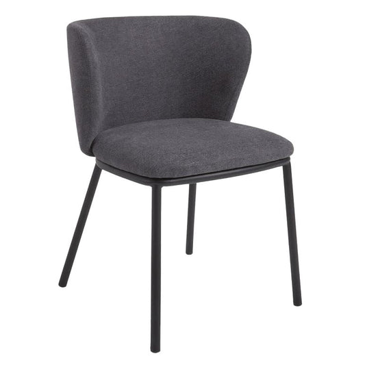 Scaun dining gri inchis din textil Ciselia Kave Home