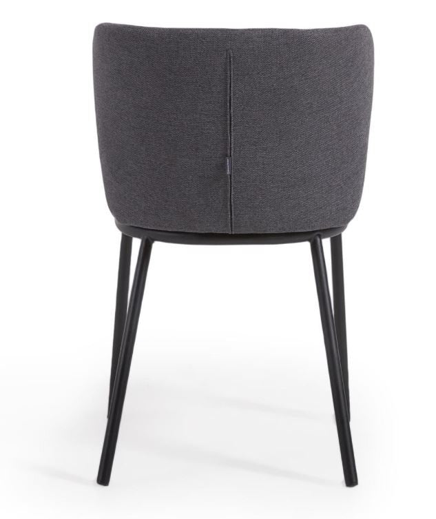 Scaun dining gri inchis din textil Ciselia Kave Home