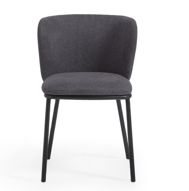 Scaun dining gri inchis din textil Ciselia Kave Home
