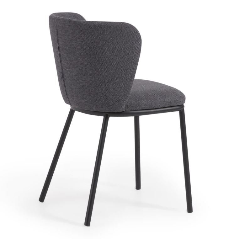 Scaun dining gri inchis din textil Ciselia Kave Home