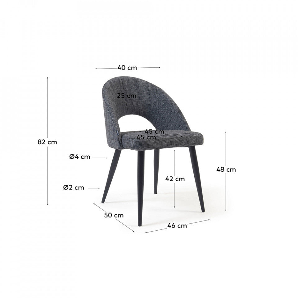 Scaun dining gri inchis din textil Mael Kave Home