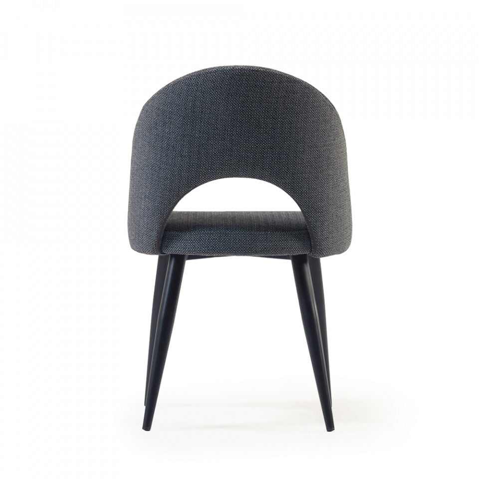 Scaun dining gri inchis din textil Mael Kave Home