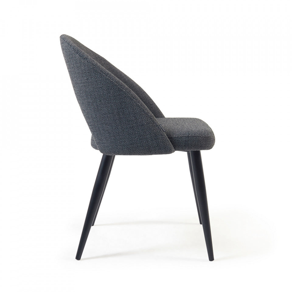 Scaun dining gri inchis din textil Mael Kave Home