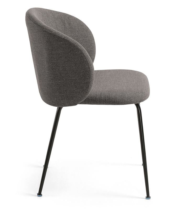 Scaun dining gri inchis din textil Minna Kave Home