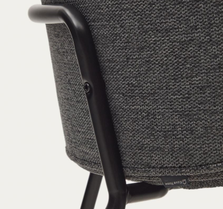Scaun dining gri inchis din textil Suanna Plain Kave Home