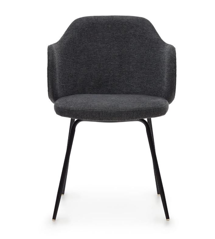 Scaun dining gri inchis din textil Suanna Plain Kave Home