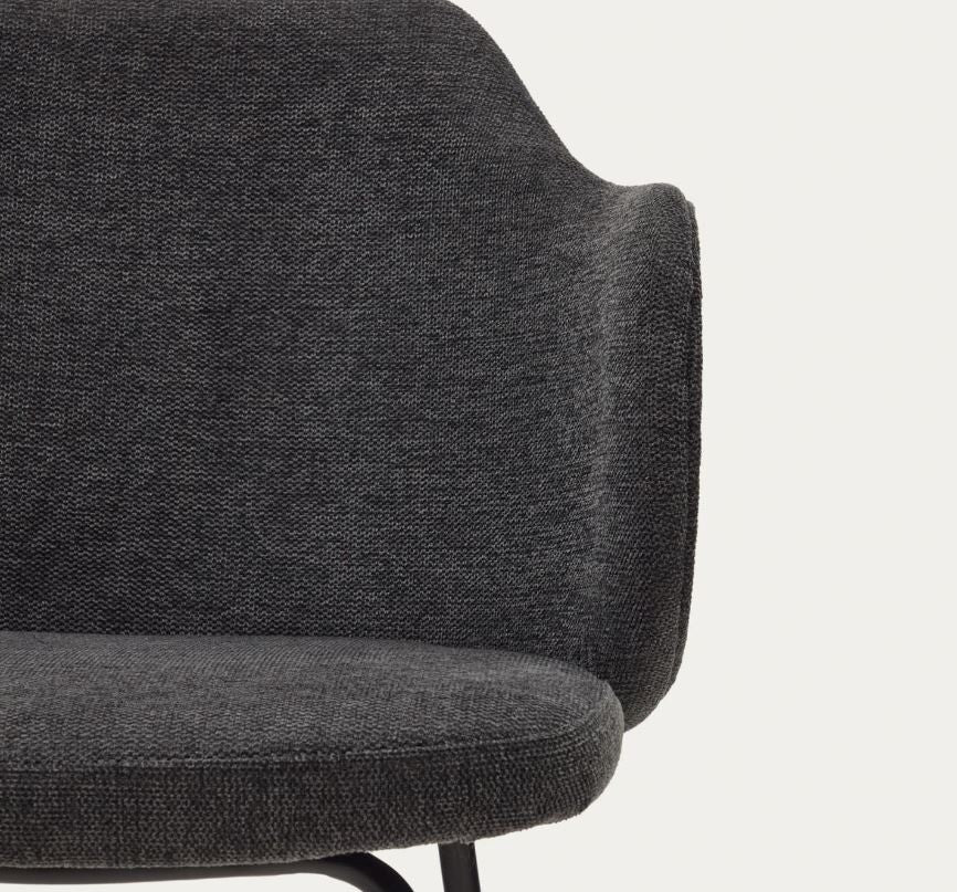 Scaun dining gri inchis din textil Suanna Plain Kave Home