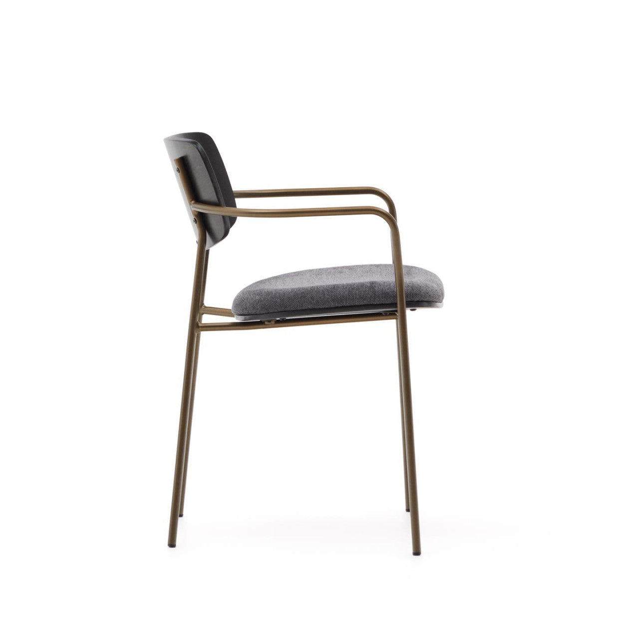 Scaun dining gri inchis/negru din textil Maureen Walnut Kave Home