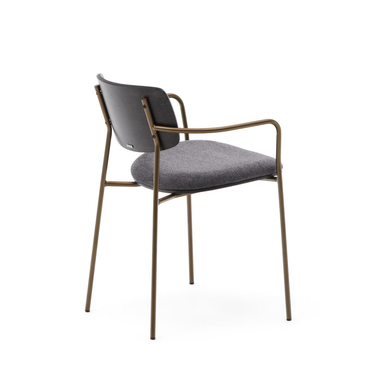 Scaun dining gri inchis/negru din textil Maureen Walnut Kave Home