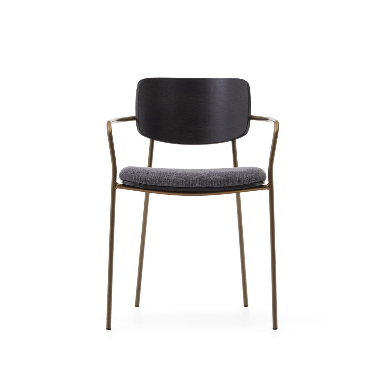 Scaun dining gri inchis/negru din textil Maureen Walnut Kave Home