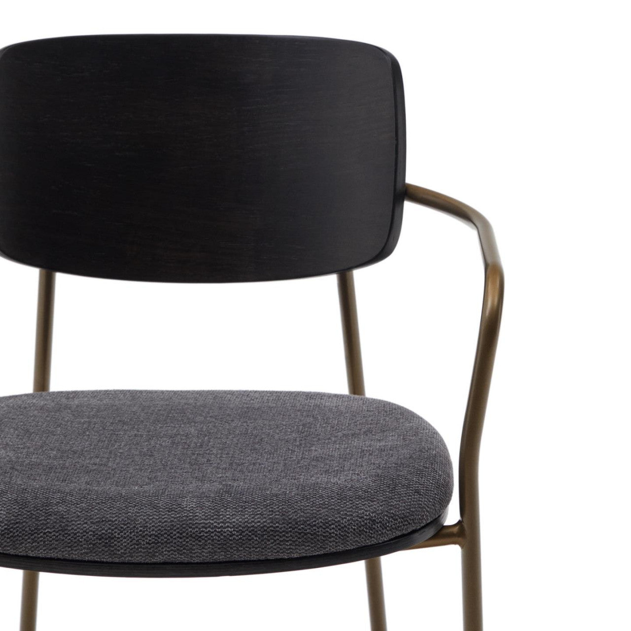 Scaun dining gri inchis/negru din textil Maureen Walnut Kave Home