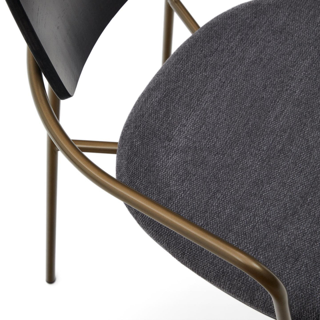 Scaun dining gri inchis/negru din textil Maureen Walnut Kave Home