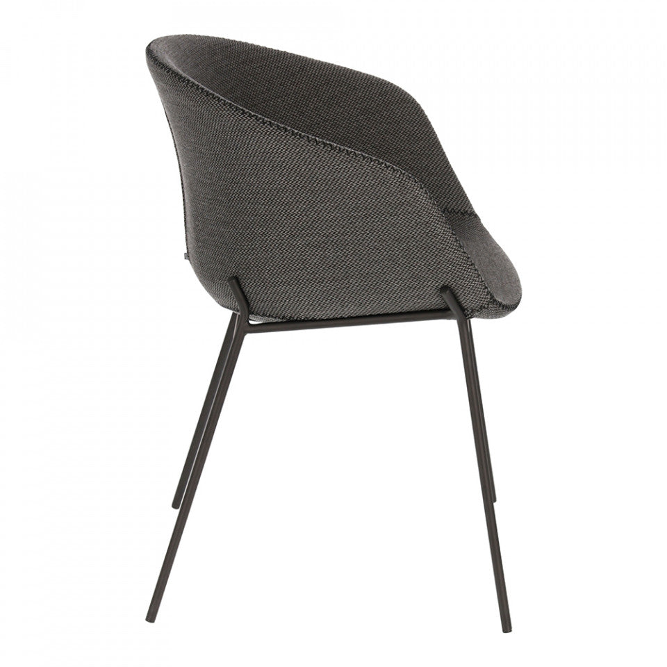 Scaun dining gri inchis/negru din textil Yvette Kave Home