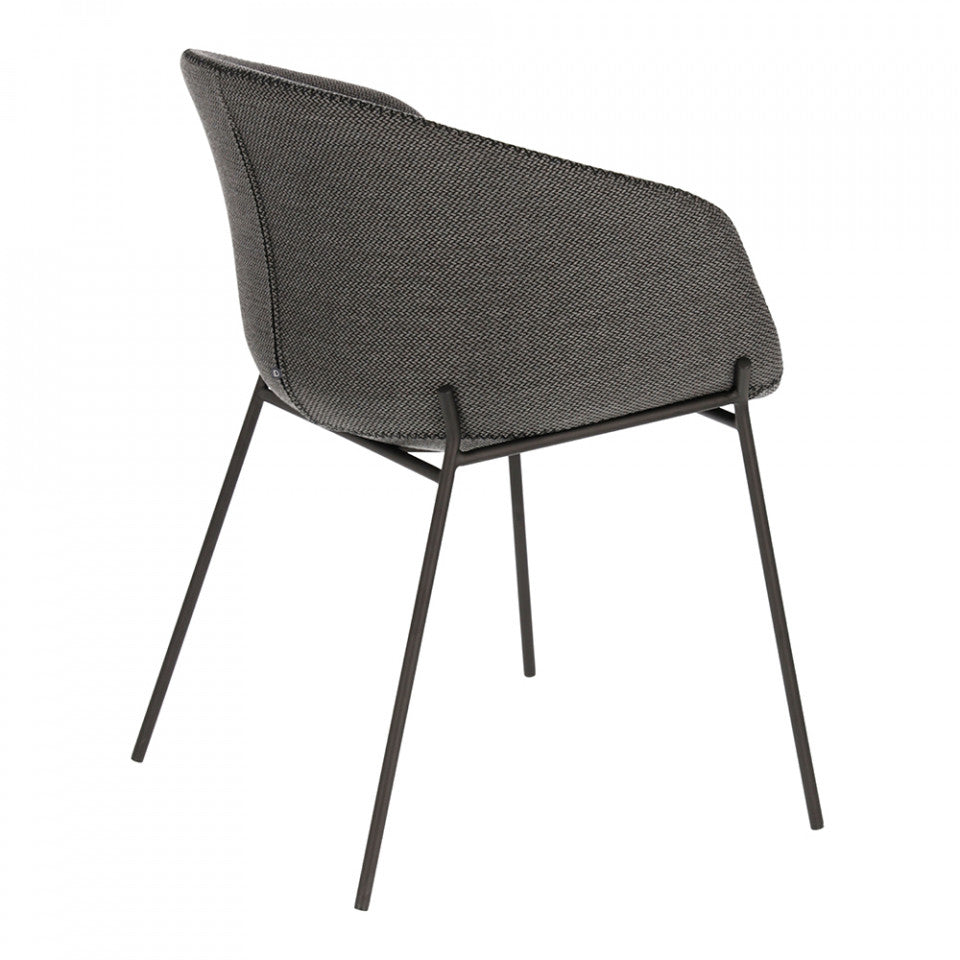 Scaun dining gri inchis/negru din textil Yvette Kave Home