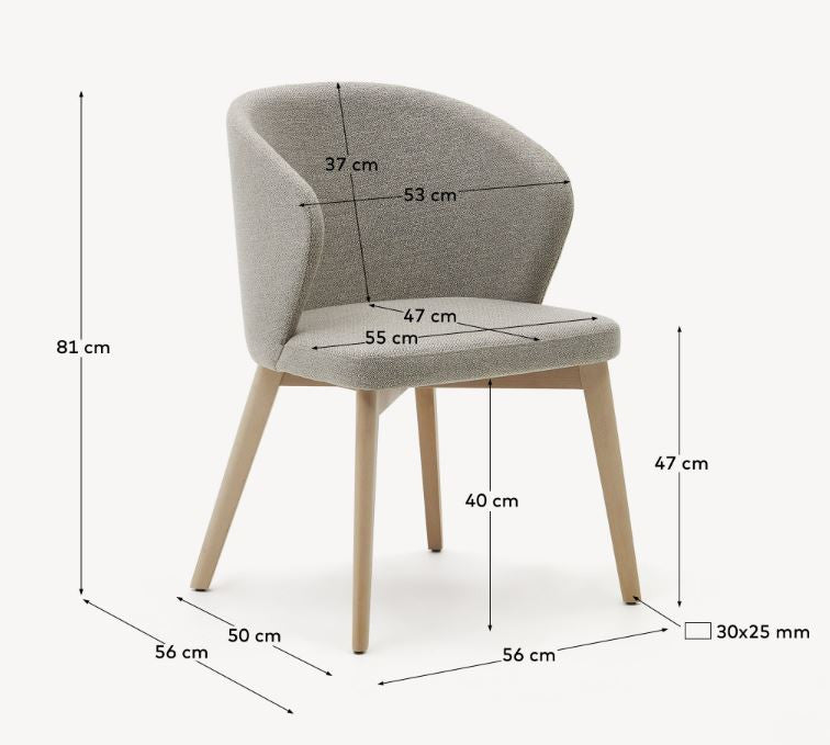 Scaun dining gri/maro deschis din textil Darice Kave Home