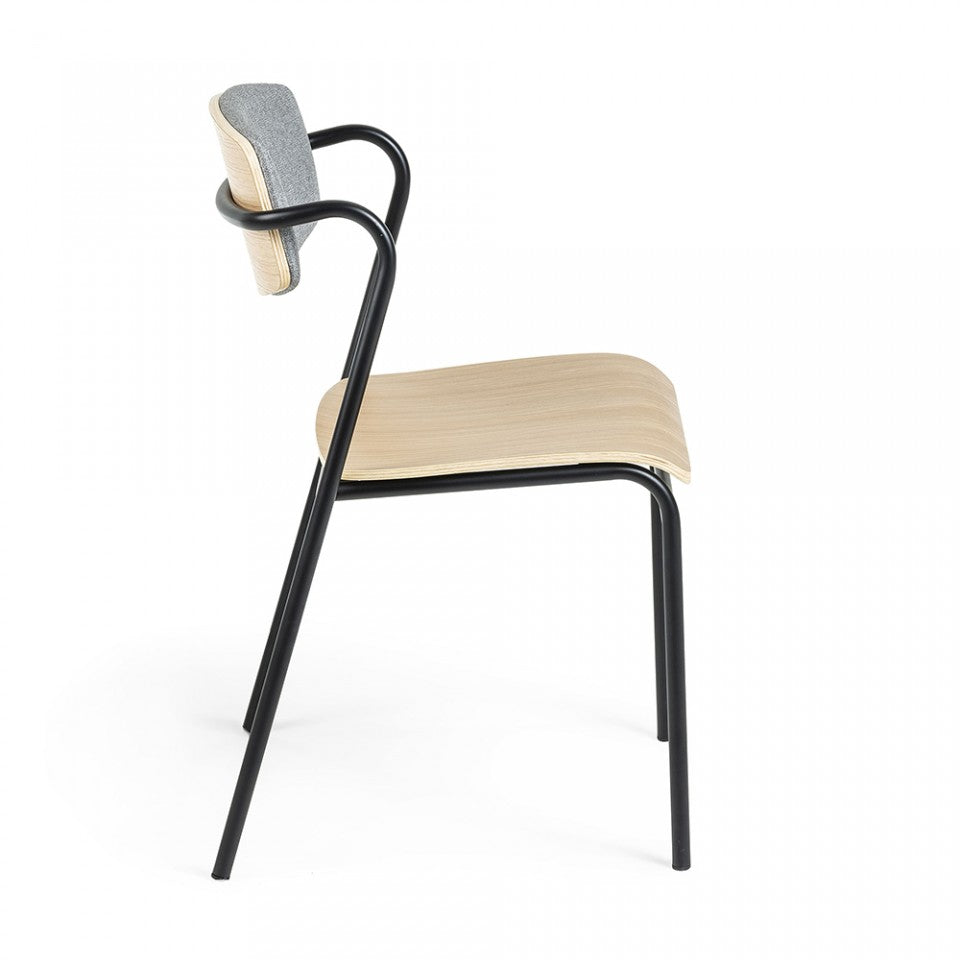 Scaun dining gri/maro din textil Zaha Kave Home