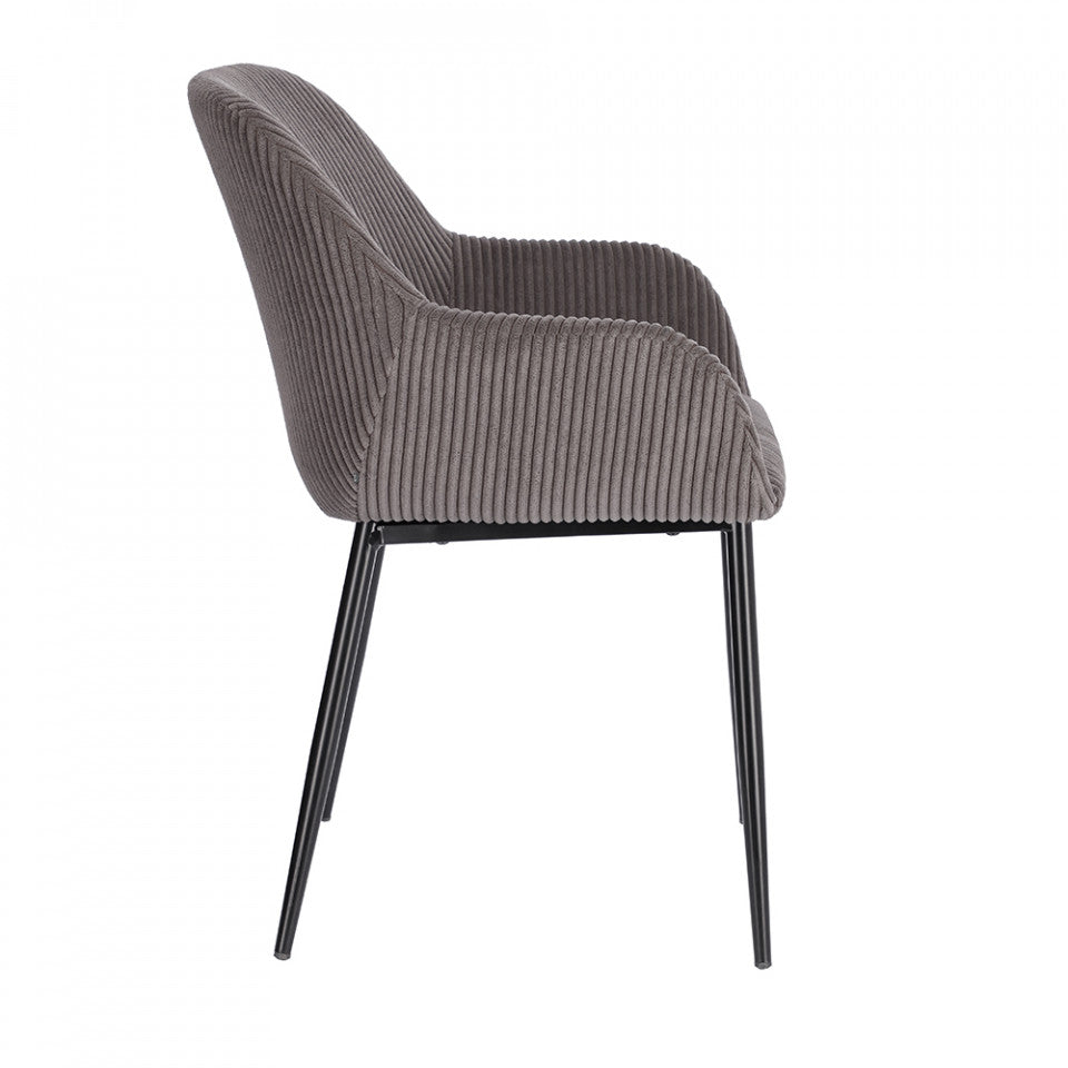 Scaun dining gri/negru din catifea Konna Kave Home