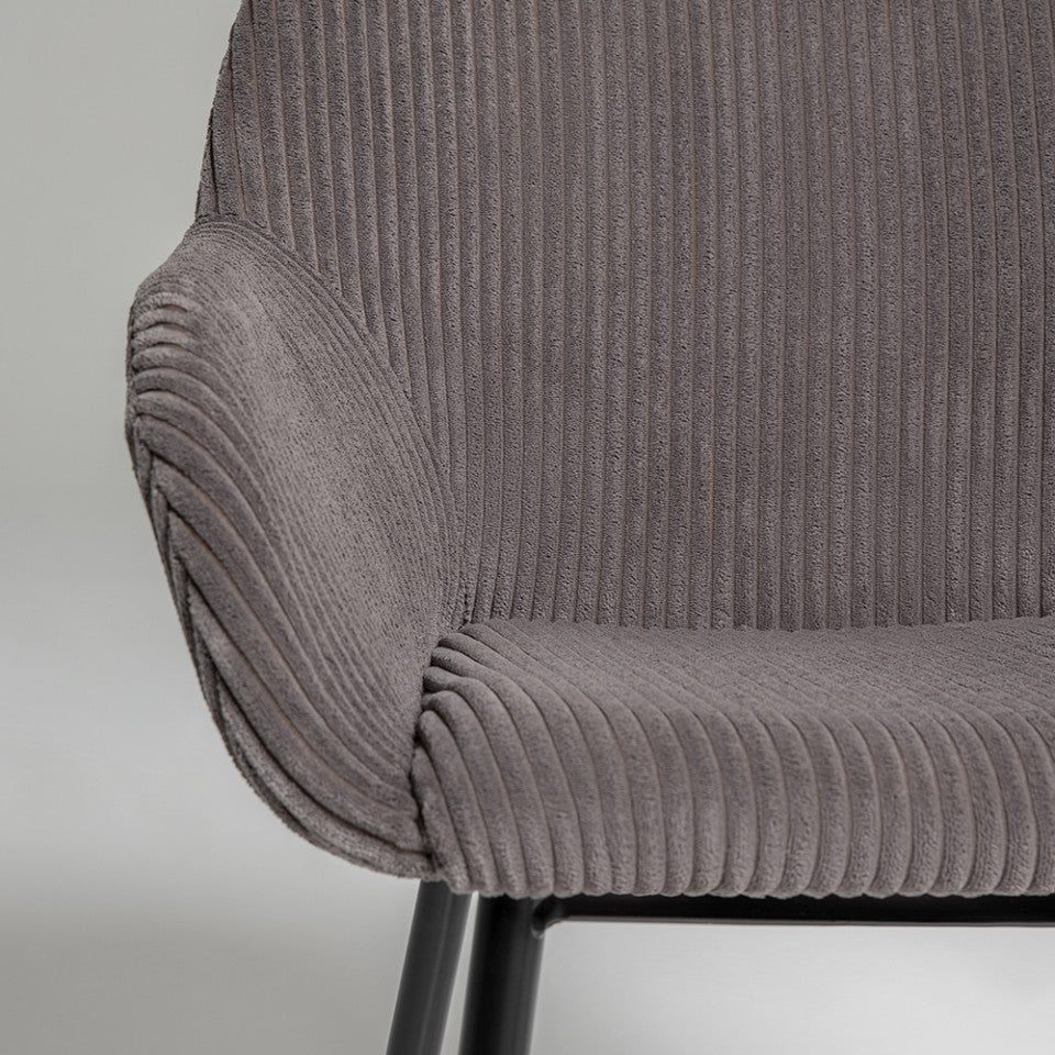 Scaun dining gri/negru din catifea Konna Kave Home