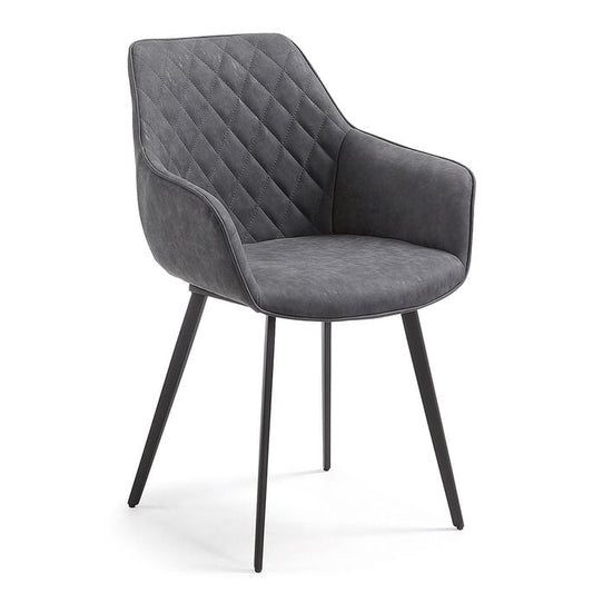 Scaun dining gri piele ecologica Amira Kave Home
