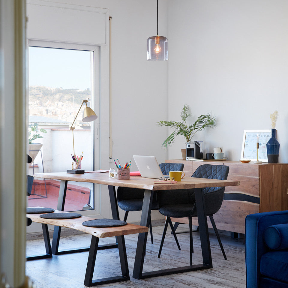 Scaun dining gri piele ecologica Amira Kave Home