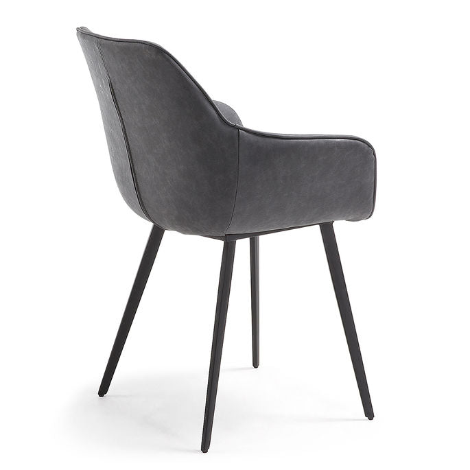 Scaun dining gri piele ecologica Amira Kave Home