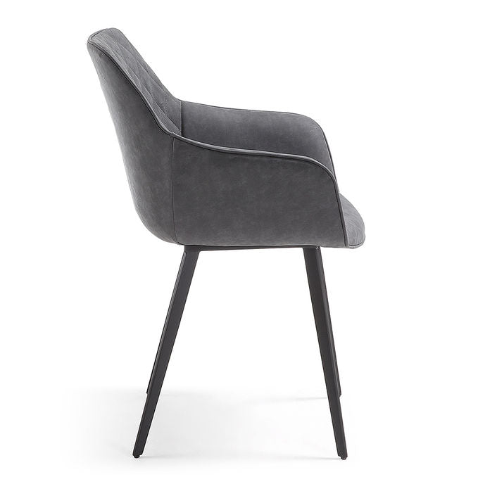 Scaun dining gri piele ecologica Amira Kave Home