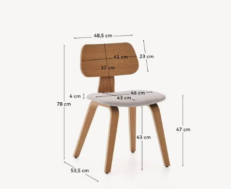 Scaun dining maro/bej din lemn Gena Oak Kave Home
