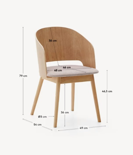 Scaun dining maro deschis/bej din lemn Senoa Kave Home