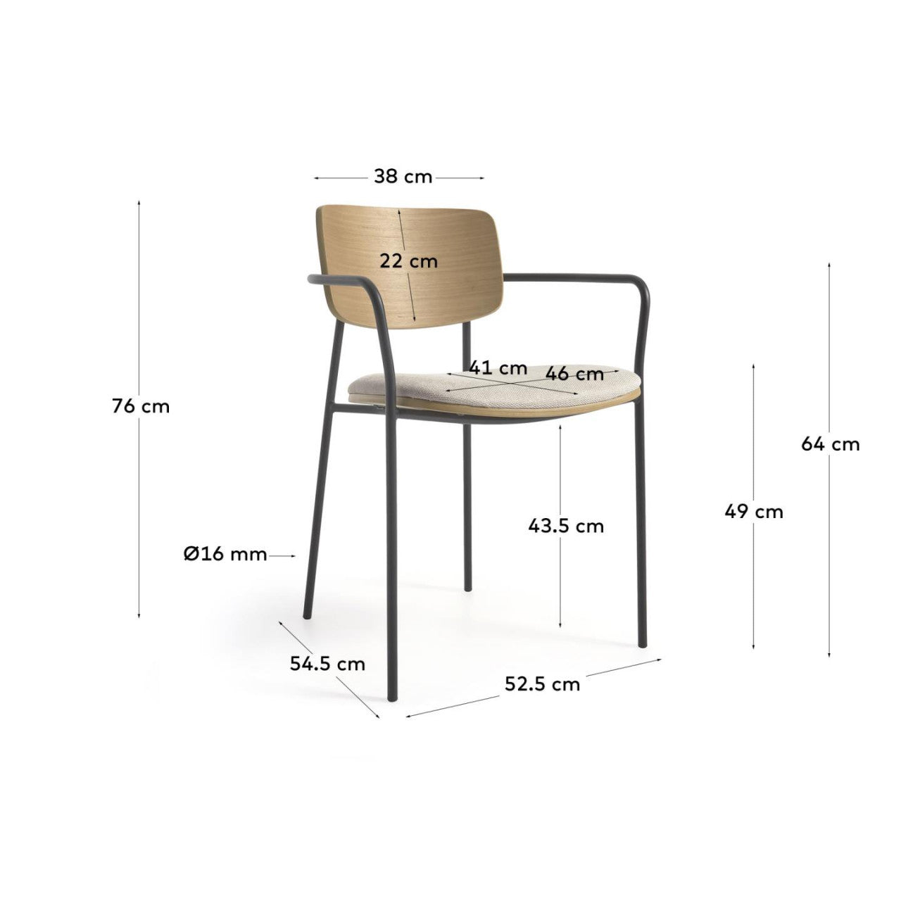 Scaun dining maro deschis din textil Maureen Kave Home
