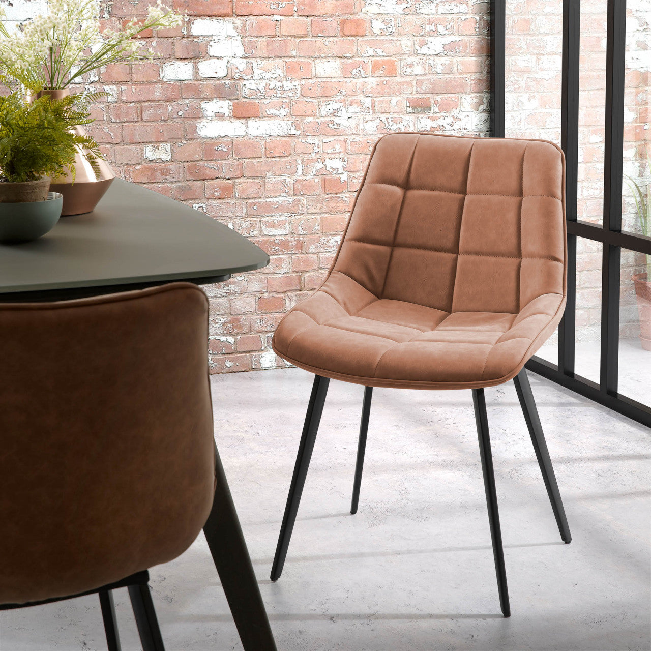 Scaun dining maro din piele ecologica Adam Kave Home