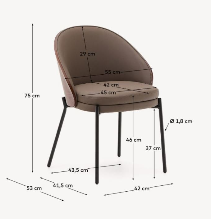 Scaun dining maro din piele ecologica Eamy Kave Home