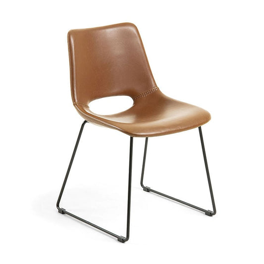 Scaun dining maro din piele si metal Zahara Kave Home