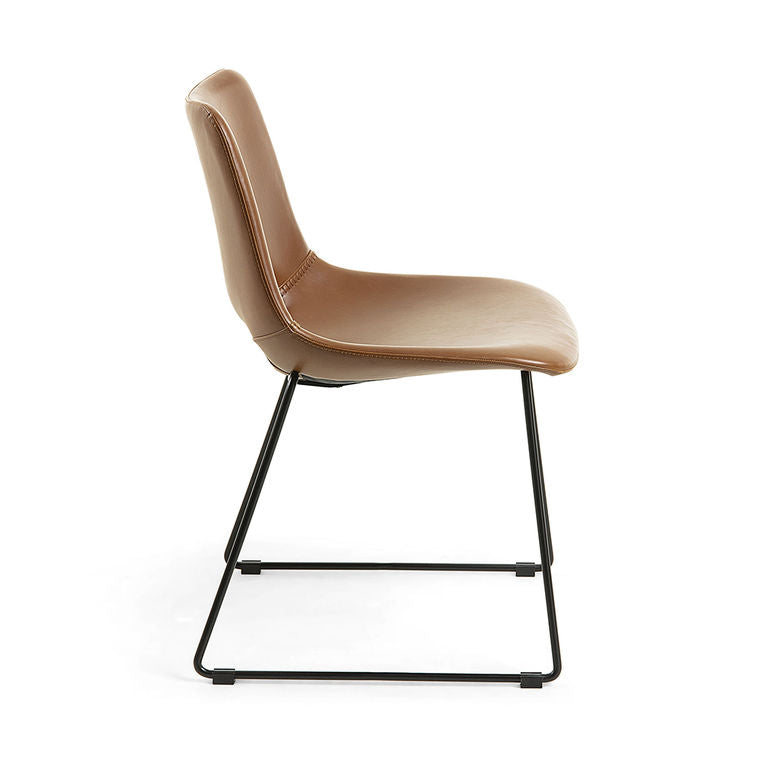 Scaun dining maro din piele si metal Zahara Kave Home