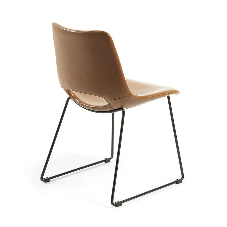 Scaun dining maro din piele si metal Zahara Kave Home