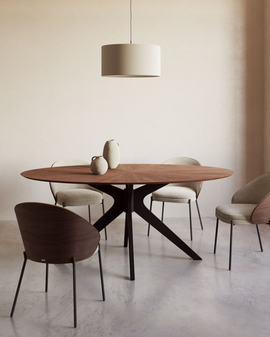 Scaun dining maro din textil Eamy Kave Home