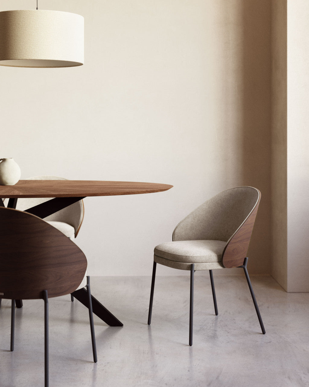 Scaun dining maro din textil Eamy Kave Home