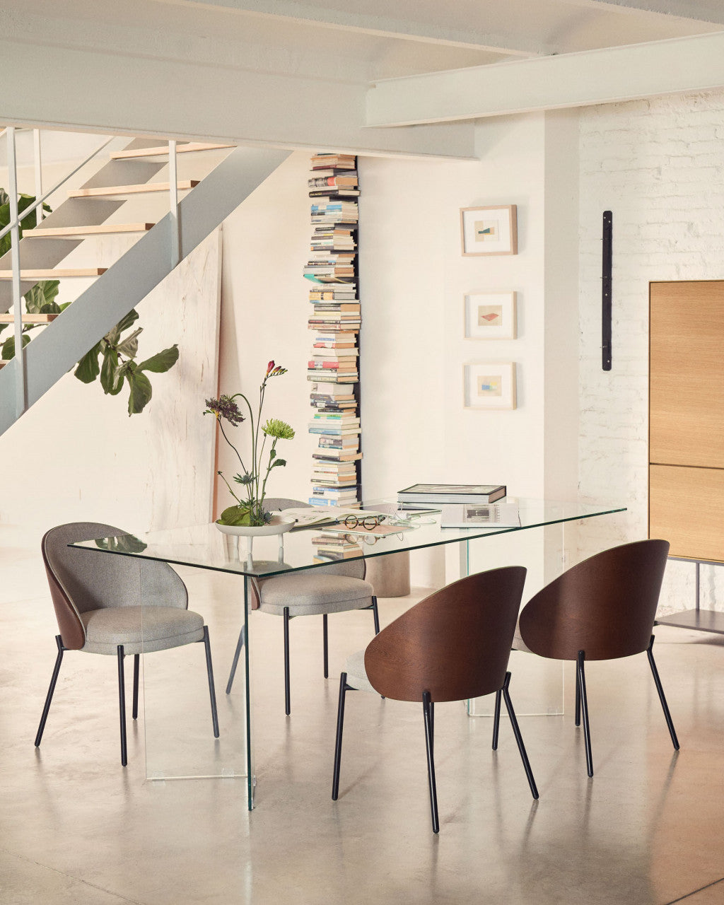 Scaun dining maro din textil Eamy Kave Home