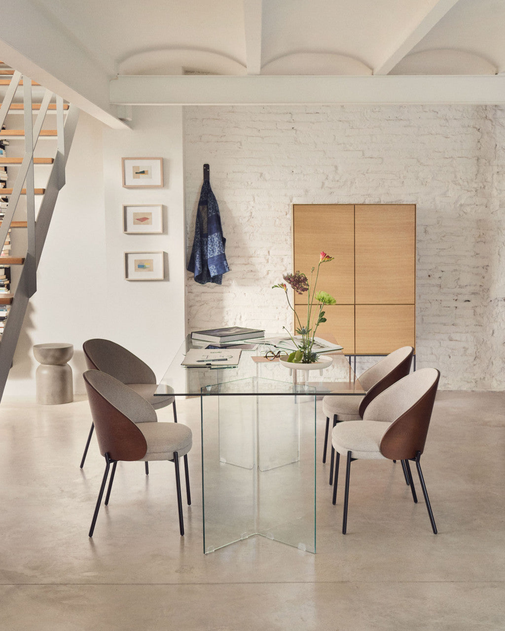 Scaun dining maro din textil Eamy Kave Home