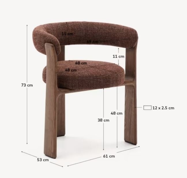 Scaun dining maro din textil Granite Chenille Kave Home