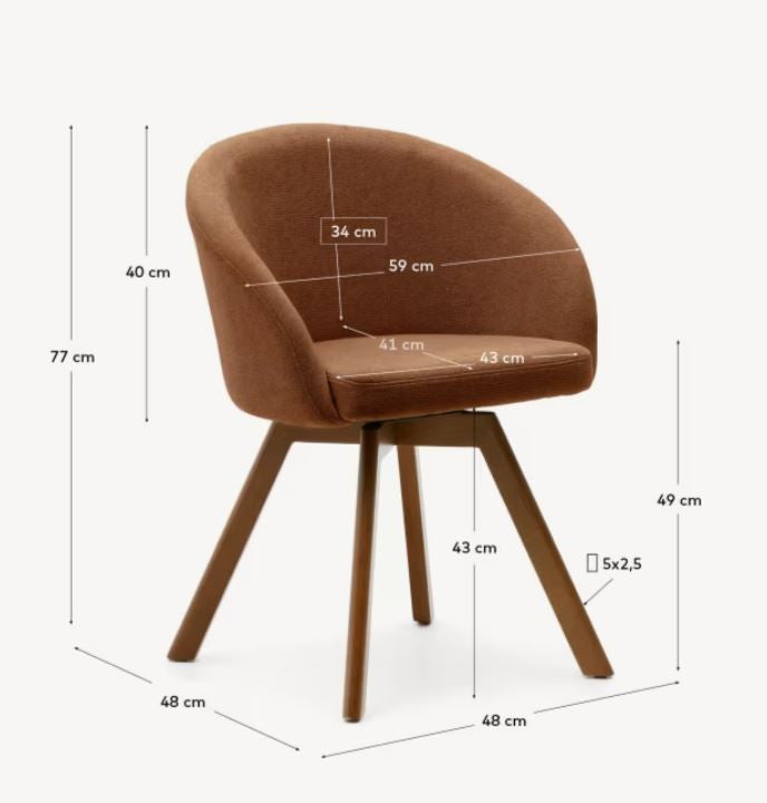 Scaun dining maro din textil Marvin Chenille Kave Home