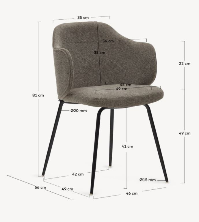Scaun dining maro din textil Suanna Plain Kave Home