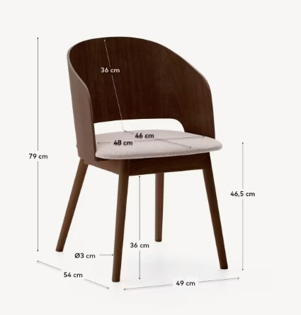 Scaun dining maro inchis/bej din lemn Senoa Kave Home